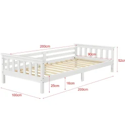Lit d'Enfant Design Nuuk en Pin 200 x 90 cm Blanc Mat Laqué en.casa><noscript><img width=
