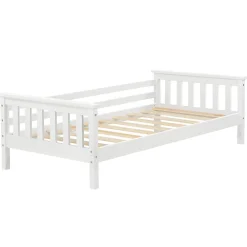 [En.Casa] Lit d'Enfant Design Nuuk en Pin 140 x 70 cm Blanc Mat Laqué en.casa*Enfant Lit Enfant