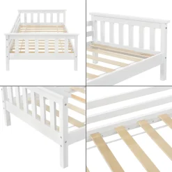 [En.Casa] Lit d'Enfant Design Nuuk en Pin 140 x 70 cm Blanc Mat Laqué en.casa*Enfant Lit Enfant