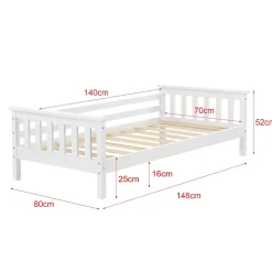 [En.Casa] Lit d'Enfant Design Nuuk en Pin 140 x 70 cm Blanc Mat Laqué en.casa*Enfant Lit Enfant