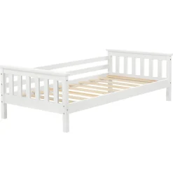 Lit d'Enfant Design Nuuk en Pin 160 x 80 cm Blanc Mat Laqué en.casa>[En.Casa] Sale