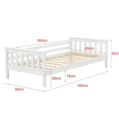 Lit d'Enfant Design Nuuk en Pin 160 x 80 cm Blanc Mat Laqué en.casa><noscript><img width=