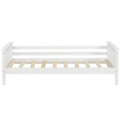 Lit d'Enfant Design Nuuk en Pin 160 x 80 cm Blanc Mat Laqué en.casa><noscript><img width=