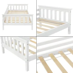 Lit d'Enfant Design Nuuk en Pin 160 x 80 cm Blanc Mat Laqué en.casa><noscript><img width=