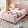 Lit d'enfant Lit rembourré,lit simple lit traîneau, 90 x 200 cm, Pour garçons & filles, Rose,Sans matelas>Gutent Discount