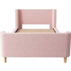 Lit d'enfant Lit rembourré,lit simple lit traîneau, 90 x 200 cm, Pour garçons & filles, Rose,Sans matelas><noscript><img width=