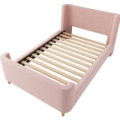 Lit d'enfant Lit rembourré,lit simple lit traîneau, 90 x 200 cm, Pour garçons & filles, Rose,Sans matelas><noscript><img width=