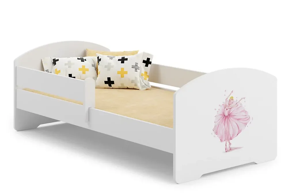 Kobi Lit d'enfant LUK avec balustrade 140x70 Princesse en couronne*Enfant Lit Enfant