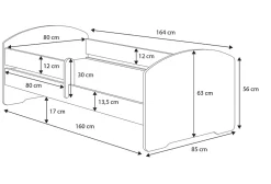 Kobi Lit d'enfant LUK avec balustrade 160x80 Eléphant*Enfant Lit Enfant