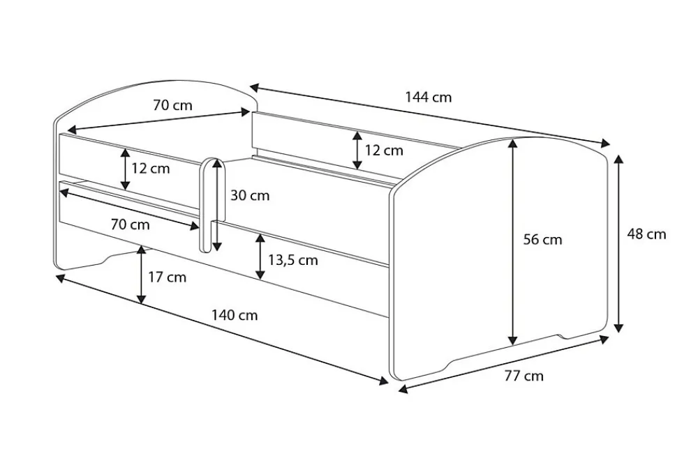 Lit d'enfant LUK avec balustrade 140x70 Avion>Kobi Sale