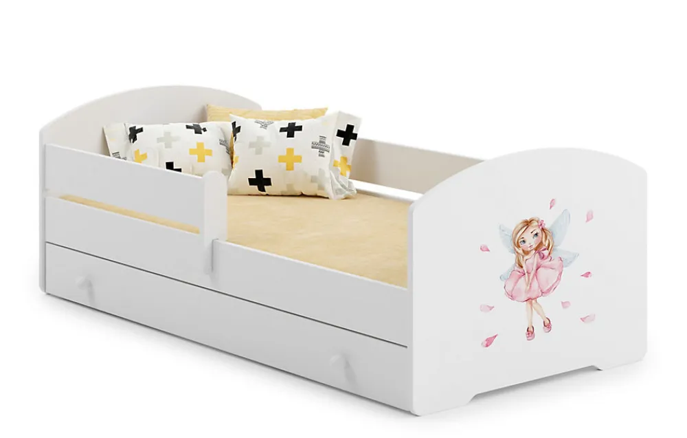 Lit d'enfant LUK avec tiroir et barreaux 160x80 Fille avec ailes>Kobi Clearance