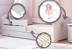 Lit d'enfant LUK avec tiroir et barreaux 160x80 Fille avec ailes><noscript><img width=