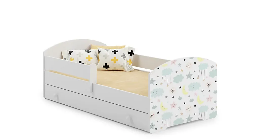 Kobi Lit d'enfant LUK avec tiroir et barreaux 160x80 étoiles* Lit Avec Rangement