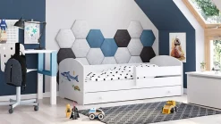 Kobi Lit d'enfant LUK avec tiroir et tringle 140x70 Shark* Lit Avec Rangement