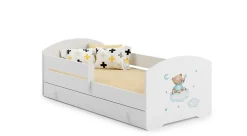 Kobi Lit d'enfant LUK avec tiroir et barreaux 160x80 Ourson bleu* Lit Avec Rangement