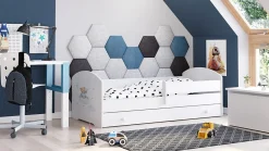 Kobi Lit d'enfant LUK avec tiroir et barreaux 160x80 Ourson bleu* Lit Avec Rangement