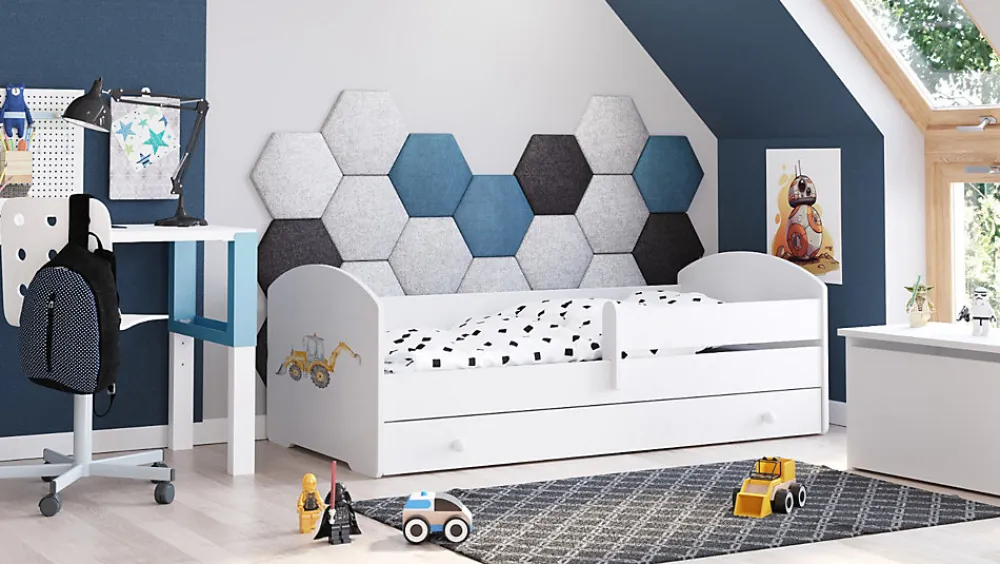 Kobi Lit d'enfant LUK avec tiroir et barreau 160x80 Yellow digger* Lit Avec Rangement