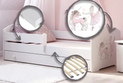 Kobi Lit d'enfant LUK avec tiroir et tringle 140x70 Fille avec licorne* Lit Avec Rangement