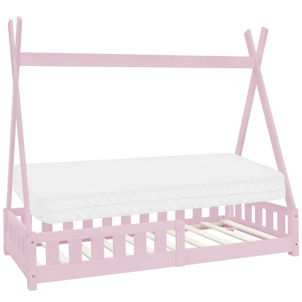 Ml-Design Lit d'enfant Tipi 80x160cm rose en bois de pin massif style indien avec sommier matelas*Enfant Lit Enfant