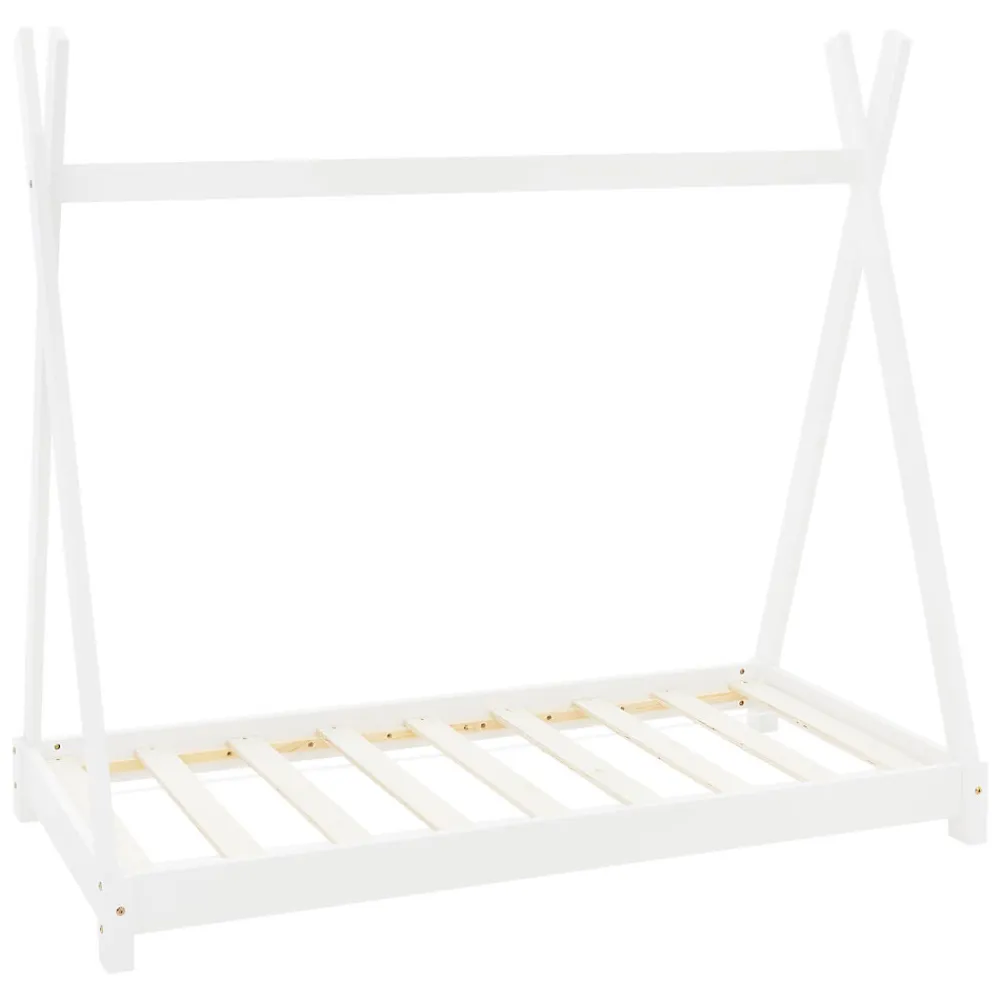 Lit d'enfant Tipi 70x140 cm blanc simple en bois de pin sommier à lattes style indien>Ml-Design Clearance