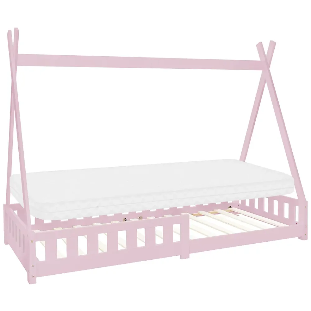 Ml-Design Lit d'enfant Tipi 90x200 cm rose cadre en bois de pin style indien avec matelas H:10 cm*Enfant Lit Enfant