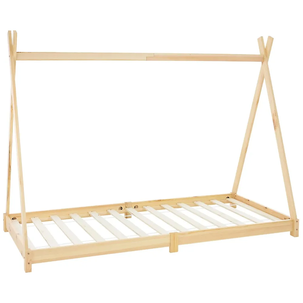 Ml-Design Lit d'enfant Tipi 90x200 cm naturel simple bois de pin avec sommier à lattes style indien*Enfant Lit Enfant