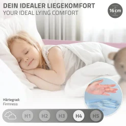 Lit d'enfant Tipi 90x200 cm rose en bois de pin massif avec matelas H:16 cm style indien><noscript><img width=