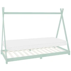 Lit d'enfant Tipi 90x200 cm menthe en bois de pin massif style indien avec matelas H:10 cm>Ml-Design Sale