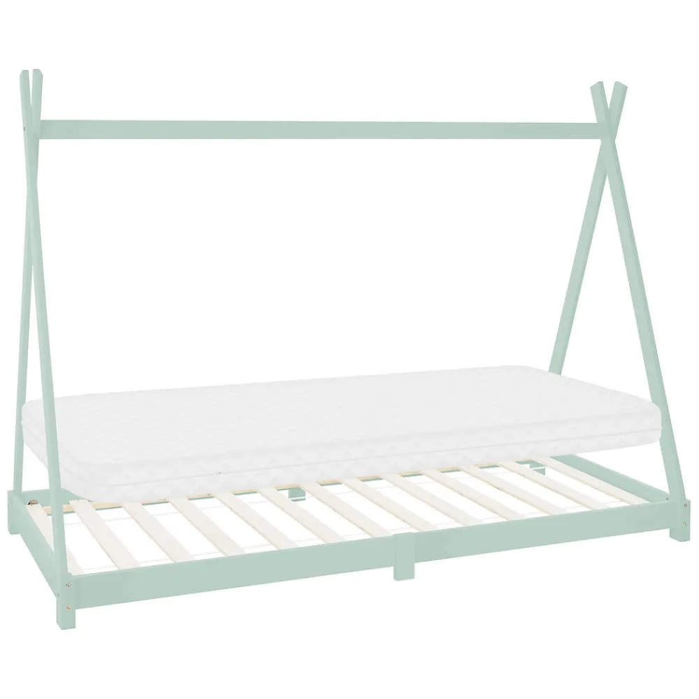 Lit d'enfant Tipi 90x200 cm menthe en bois de pin massif style indien avec matelas H:10 cm>Ml-Design Sale