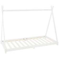 Ml-Design Lit d'enfant Tipi 90x200 cm blanc simple en bois de pin avec sommier à lattes style indien*Enfant Lit Enfant