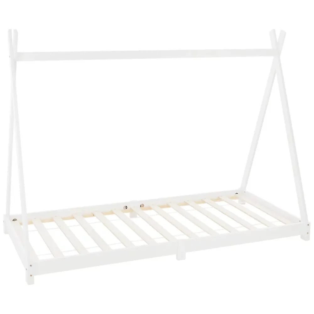 Ml-Design Lit d'enfant Tipi 90x200 cm blanc simple en bois de pin avec sommier à lattes style indien*Enfant Lit Enfant