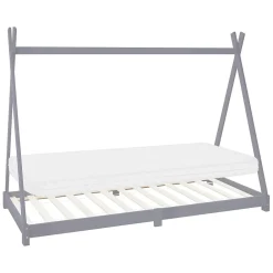 Ml-Design Lit d'enfant Tipi 90x200 cm gris clair en bois de pin massif style indien matelas H:10 cm*Enfant Lit Enfant