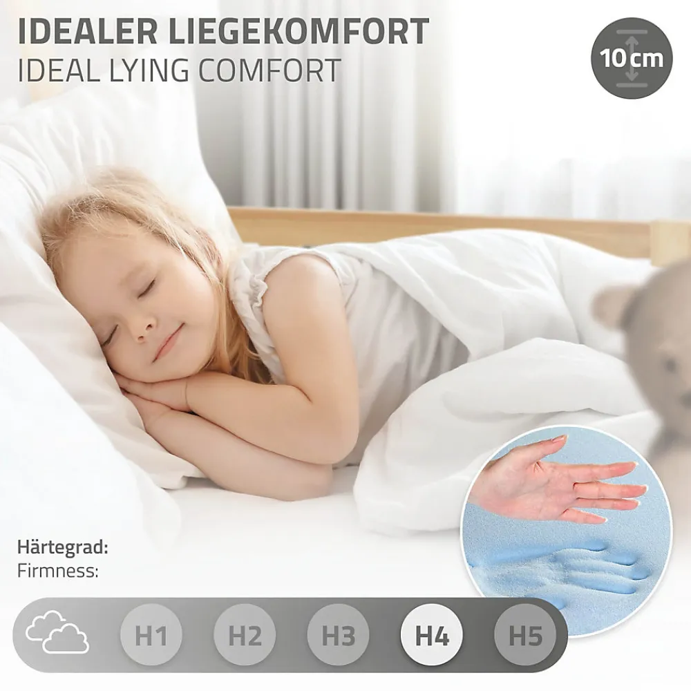 Lit d'enfant Tipi 90x200 cm naturel cadre en bois de pin style indien avec matelas H:10 cm>Ml-Design Clearance