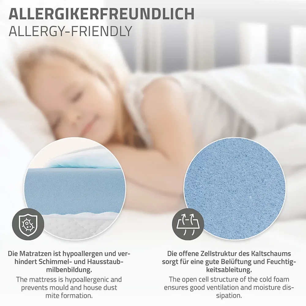 Ml-Design Lit d'enfant 80x160 cm gris clair bois de pin massif style maison avec sommier et matelas*Enfant Lit Enfant