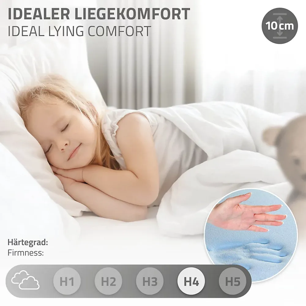 Ml-Design Lit d'enfant 70x140 cm blanc en bois de pin massif style maison avec sommier et matelas*Enfant Lit Enfant