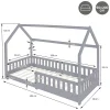Ml-Design Lit d'enfant 90x200 cm gris clair en bois de pin massif style maison avec matelas H:16 cm*Enfant Lit Enfant
