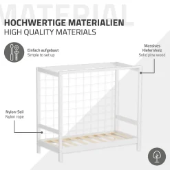 Ml-Design Lit d'enfant 70x140 cm blanc en bois de pin avec but de football et sommier à lattes* Lit Simple