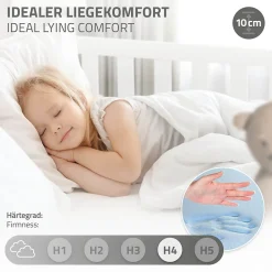 Lit d'enfant 70x140 cm blanc en bois de pin massif style maison avec sommier et matelas><noscript><img width=