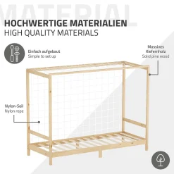 Ml-Design Lit d'enfant 90x200 cm naturel beige bois de pin avec but de football et sommier à lattes*Enfant Lit Enfant