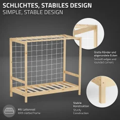 Lit d'enfant 70x140 cm naturel beige bois de pin avec but de football et sommier à lattes><noscript><img width=