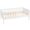 Lit d'enfant 70x140 cm blanc-naturel en bois de pin avec sommier à lattes sans matelas>Ml-Design Discount
