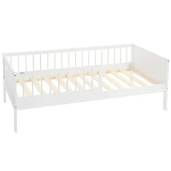 Lit d'enfant 80x160 cm simple blanc en bois de pin avec sommier à lattes sans matelas>Ml-Design Clearance