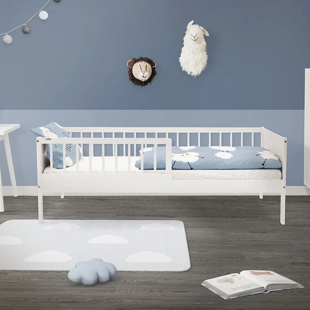 Lit d'enfant 80x160 cm simple blanc en bois de pin avec sommier à lattes sans matelas>Ml-Design Clearance