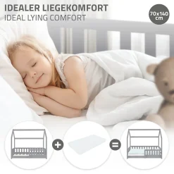 Ml-Design Lit d'enfant 140x70cm gris clair bois de pin avec toit et sommier protection contre chutes*Enfant Lit Enfant