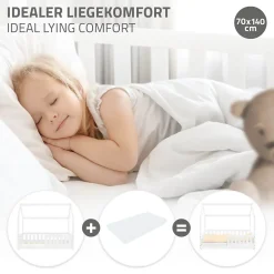 Ml-Design Lit d'enfant 140x70cm blanc en bois de pin avec toit et sommier protection contre chutes*Enfant Lit Enfant