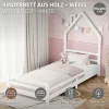 Ml-Design Lit d'enfant 90x200cm blanc forme maison en bois de pin avec sommier à lattes sans matelas*Enfant Lit Enfant