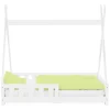 Lit d'enfants Tipi 70x140 cm blanc maison indien en bois de pin sommier et clôture de jeu>Ml-Design Hot