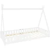 Lit d'enfants Tipi 90x200 cm blanc indien en bois de pin avec sommier et clôture de jeu>Ml-Design Hot