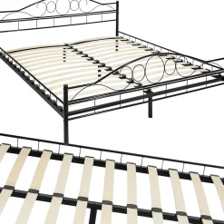 Tectake Lit design moderne avec sommier de Style romantique 180 x 200 cm noir* Lit Double