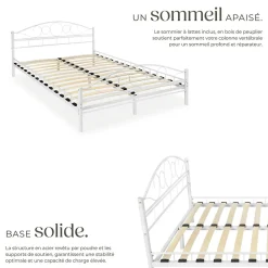 Lit design moderne avec sommier de Style romantique 140 x 200 cm blanc><noscript><img width=